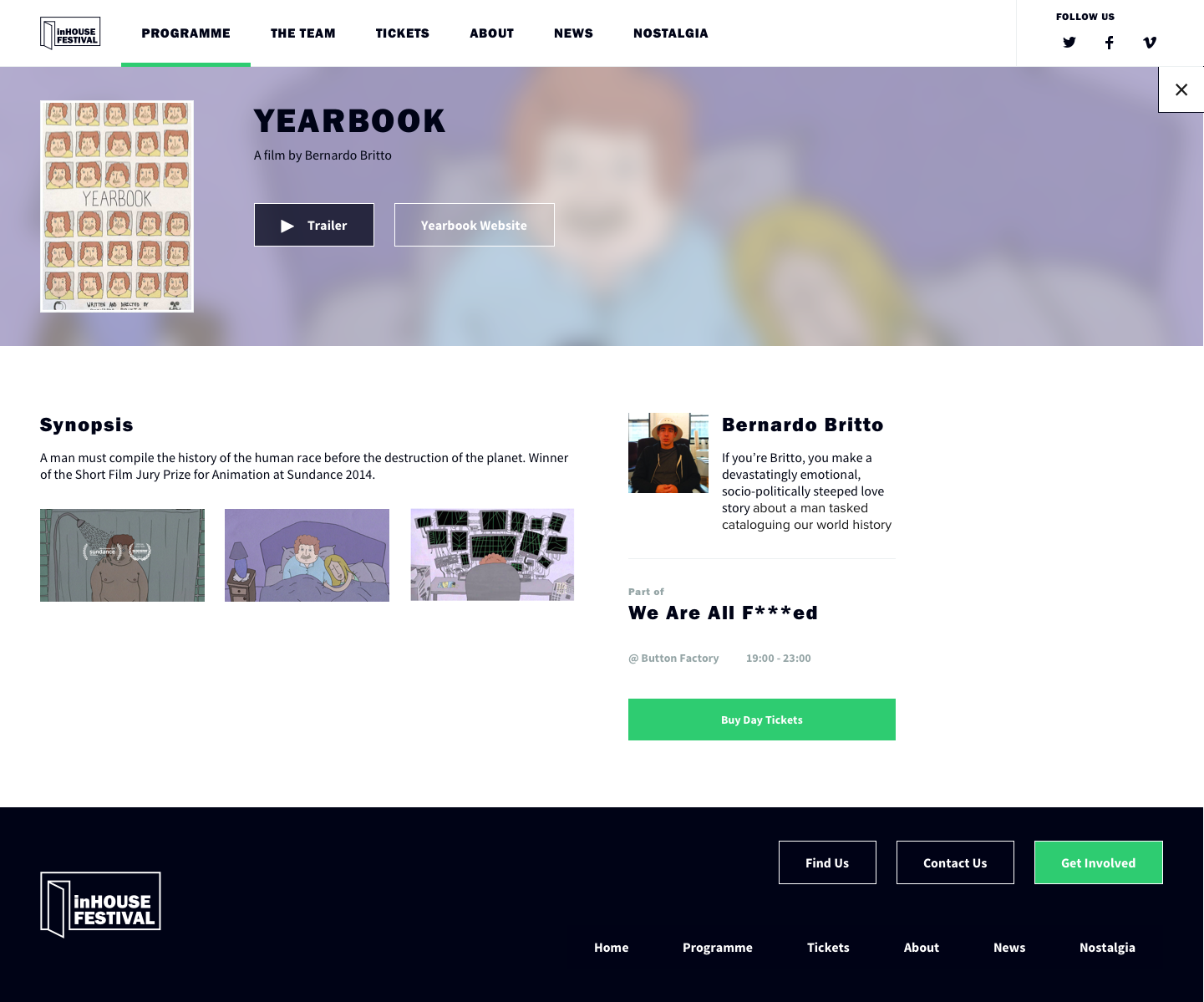 Screenshot of film page for Yearbook