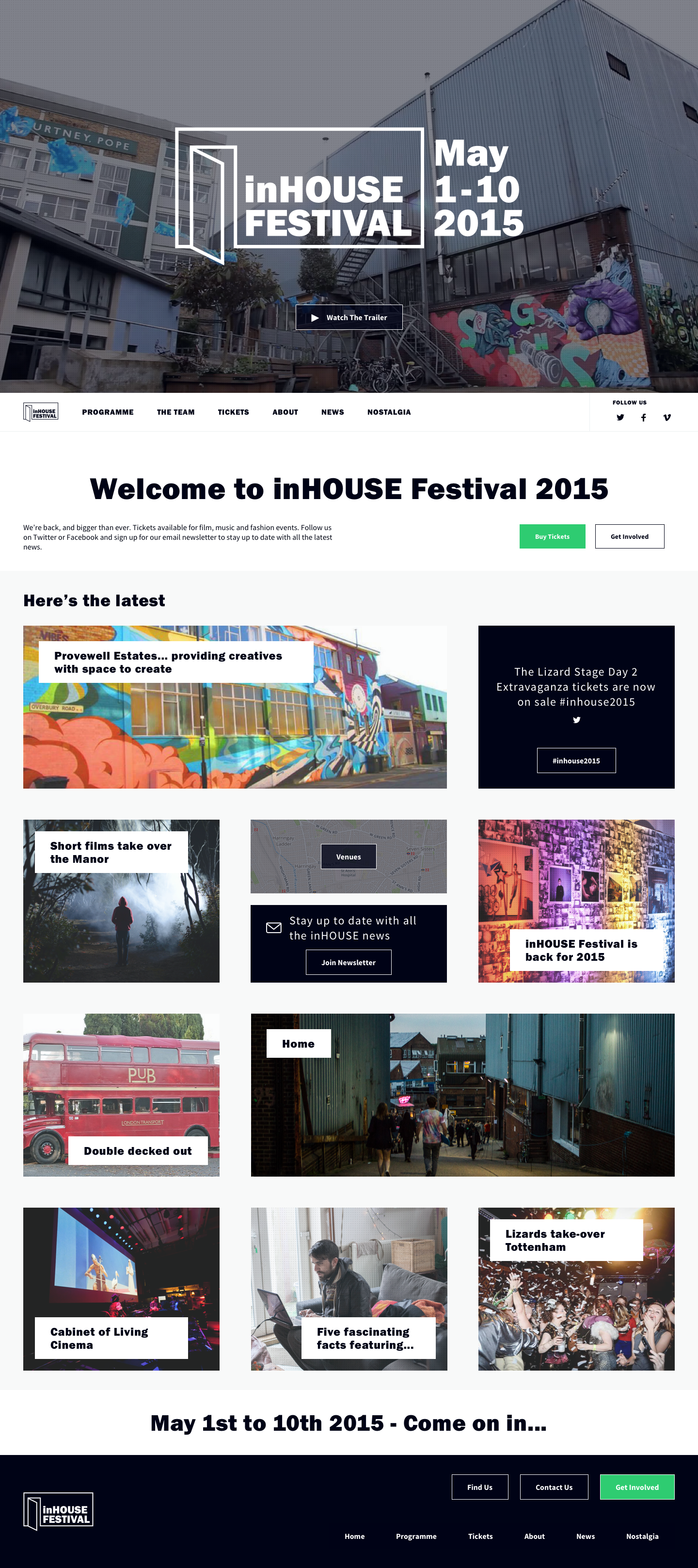 Screenshot of the inHouse Festival landing page